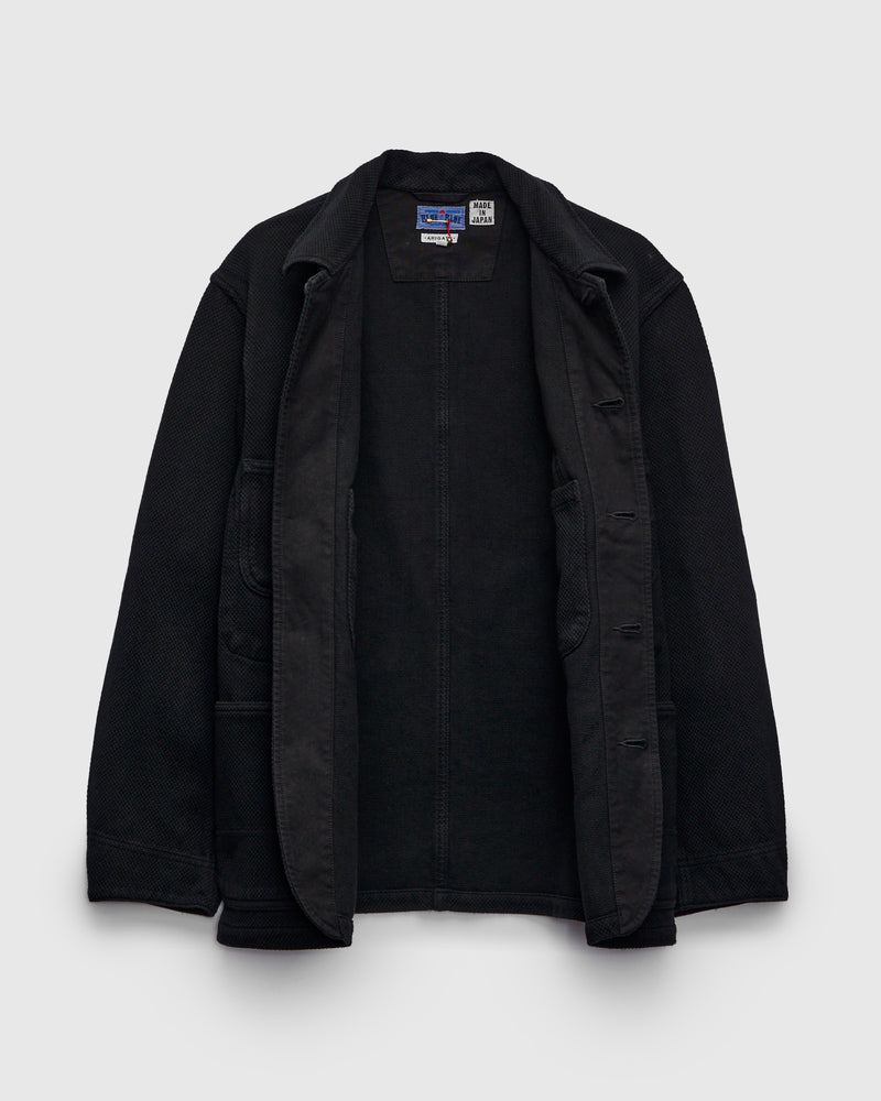 Double Cloth Sashiko Coverall Jacket in Black