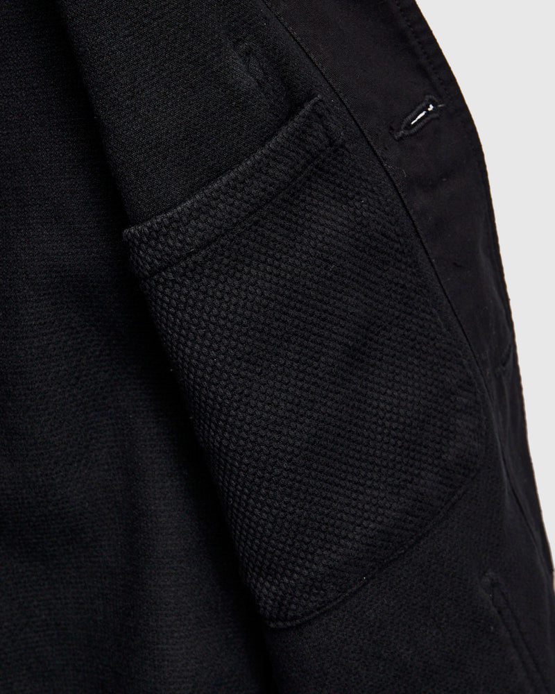 Double Cloth Sashiko Coverall Jacket in Black