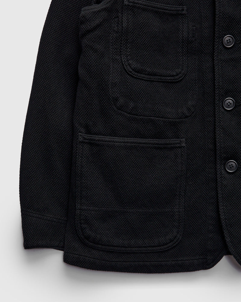 Double Cloth Sashiko Coverall Jacket in Black