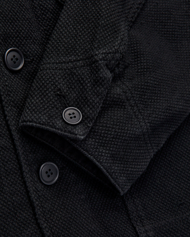 Double Cloth Sashiko Coverall Jacket in Black