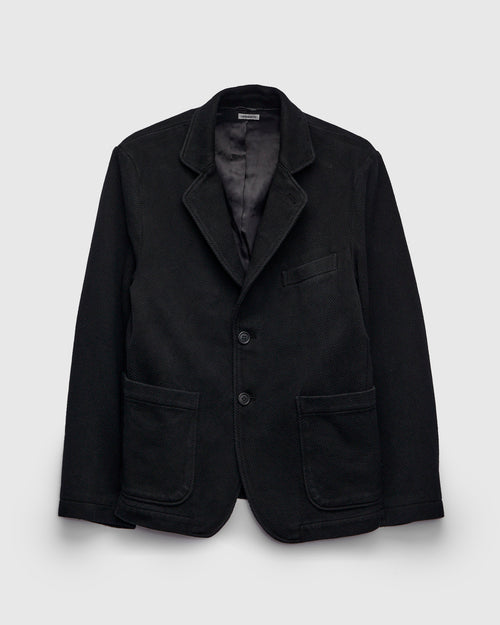 Double Cloth Sashiko Tailored Jacket in Black