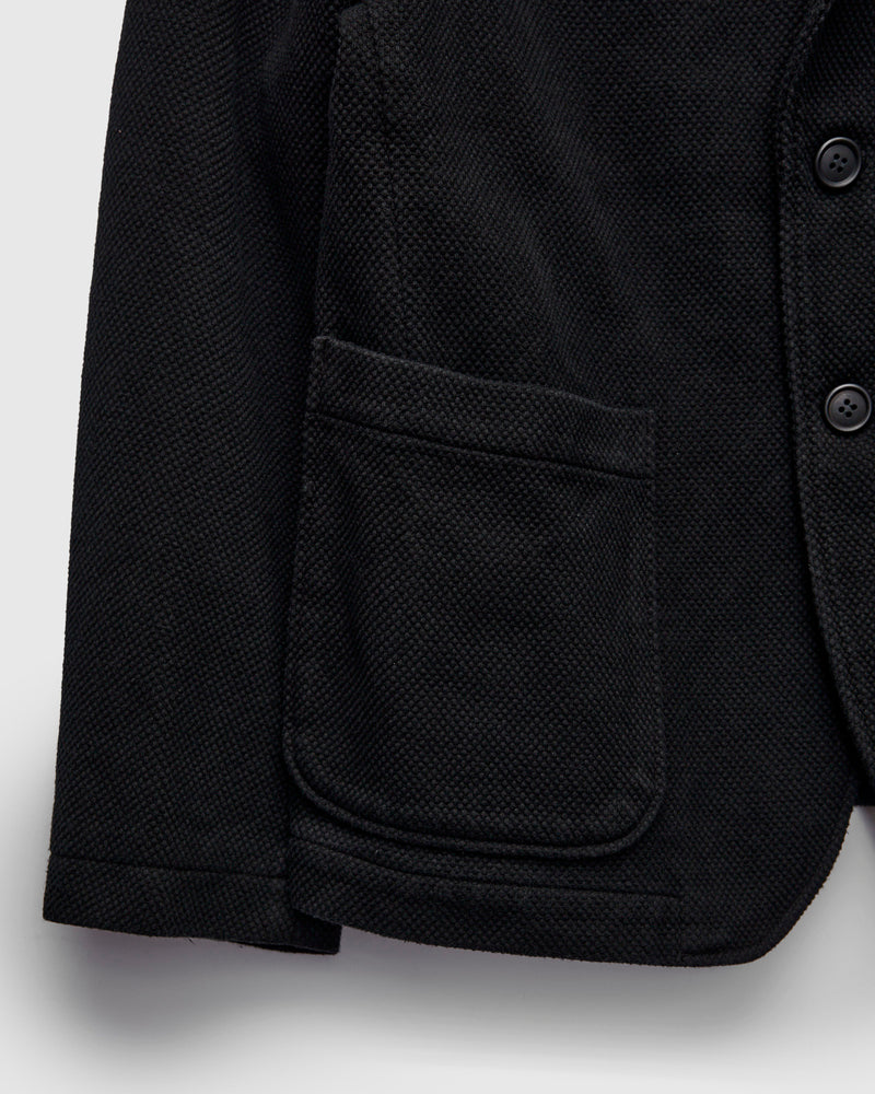 Double Cloth Sashiko Tailored Jacket in Black