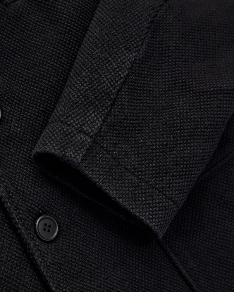 Double Cloth Sashiko Tailored Jacket in Black