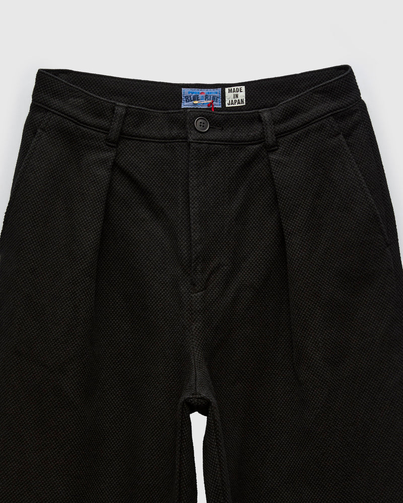 Double Cloth Sashiko Trousers in Black