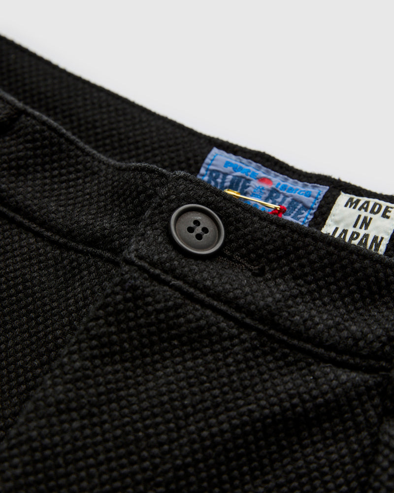 Double Cloth Sashiko Trousers in Black