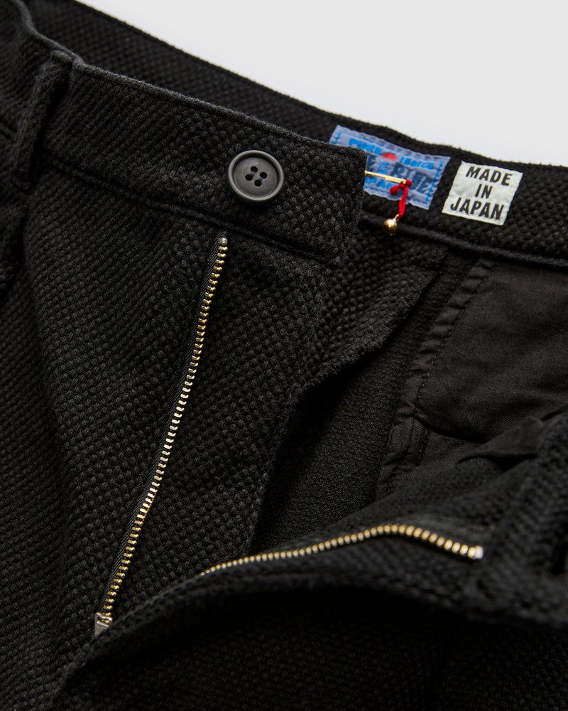 Double Cloth Sashiko Trousers in Black