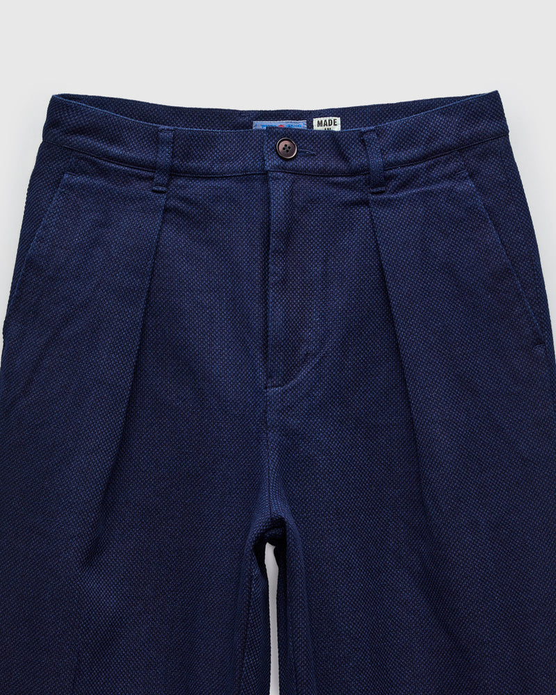 Double Cloth Sashiko Trousers in Hand Dyed Indigo