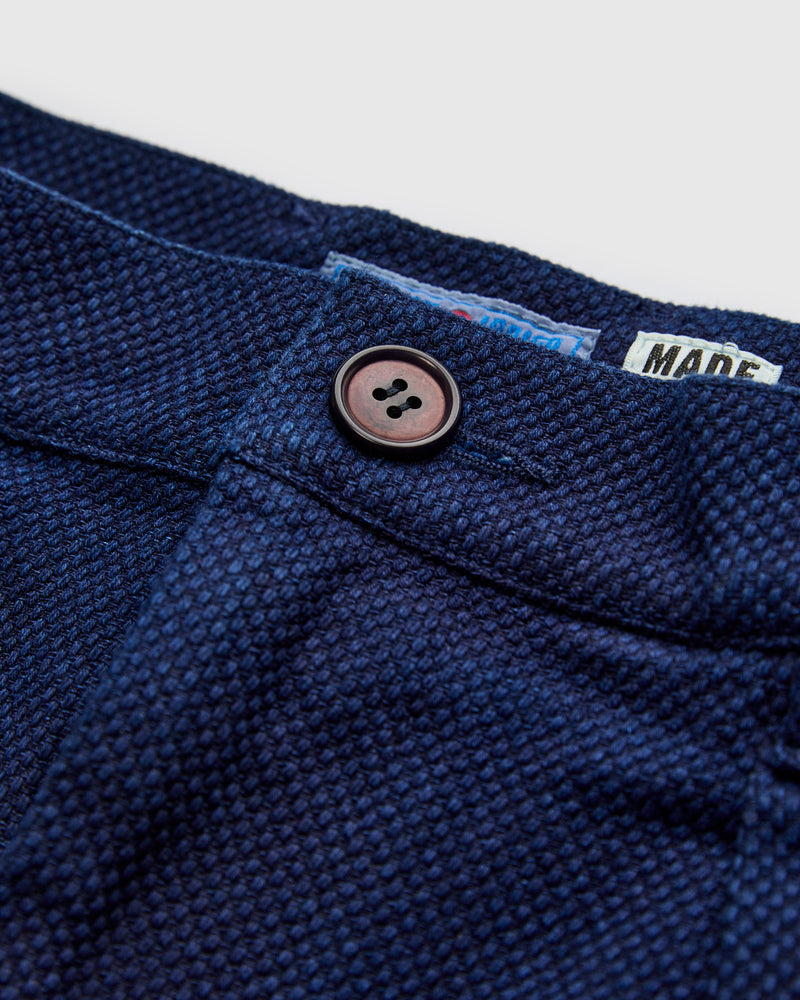 Double Cloth Sashiko Trousers in Hand Dyed Indigo