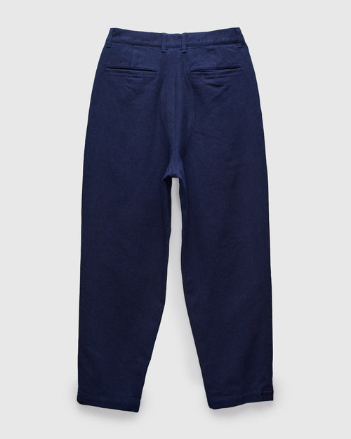 Double Cloth Sashiko Trousers in Hand Dyed Indigo