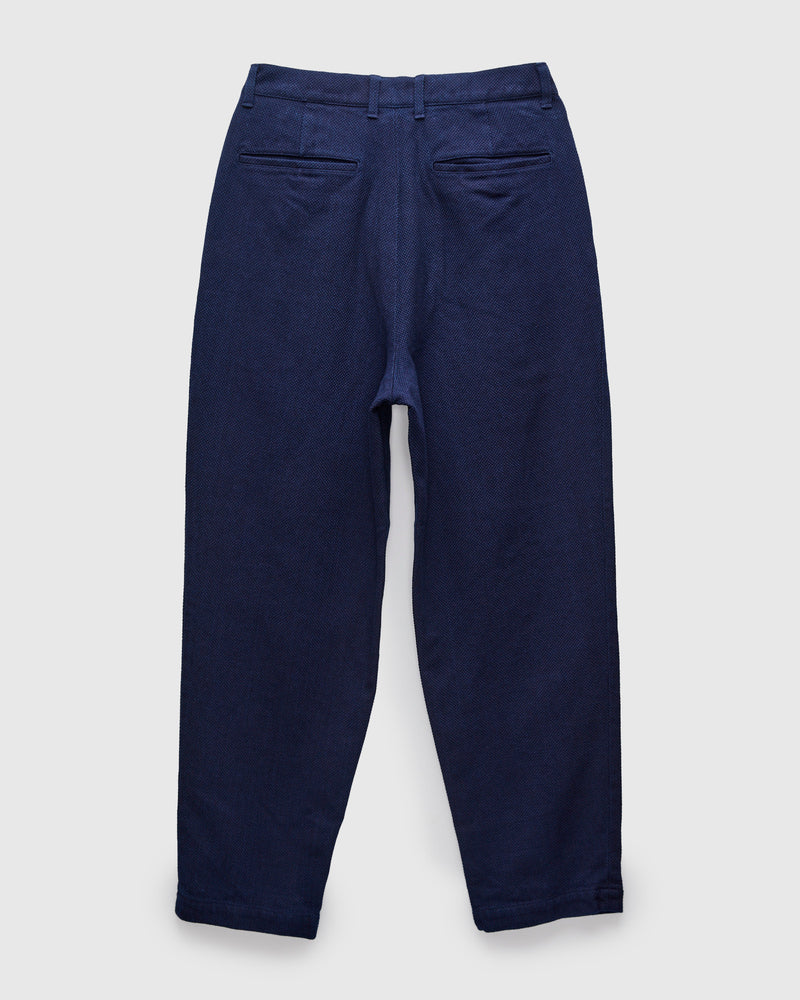 Double Cloth Sashiko Trousers in Hand Dyed Indigo