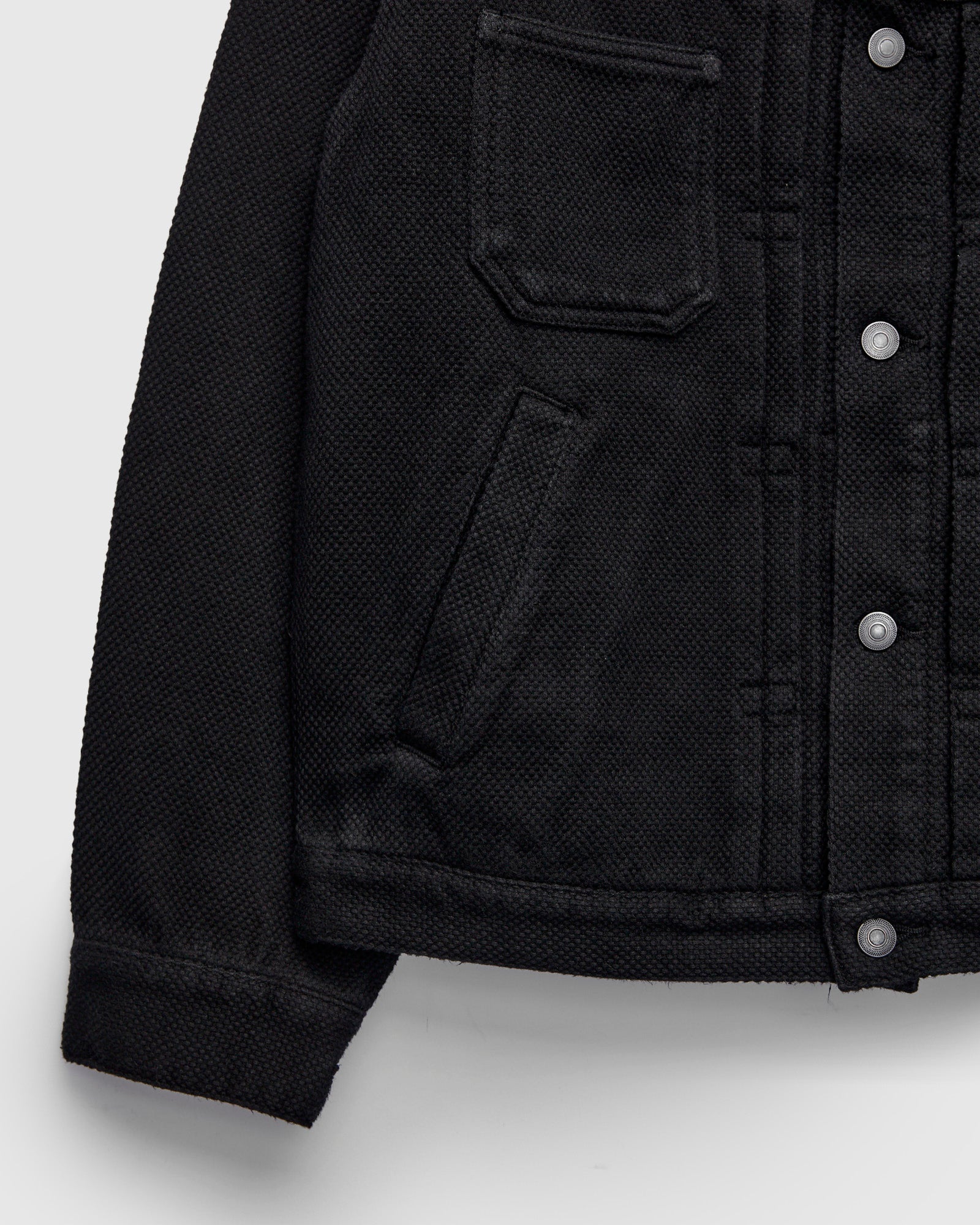 Double Cloth Sashiko Trucker Jacket in Black – Blue Owl Workshop