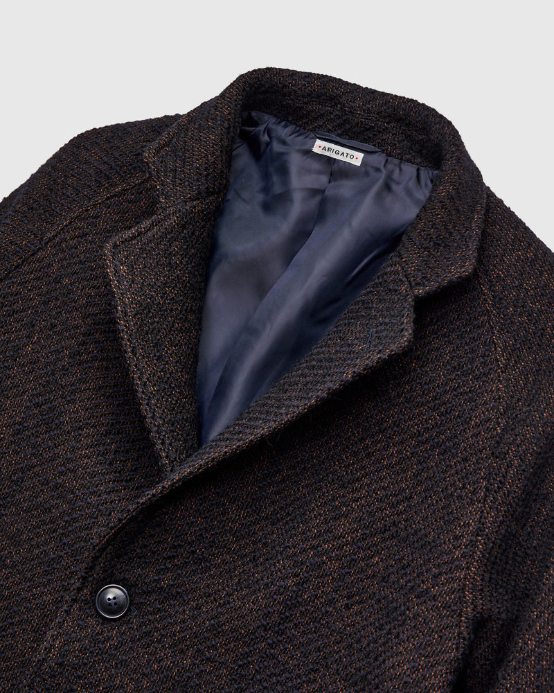 Roving Tweed Chester Coat in Dark Navy