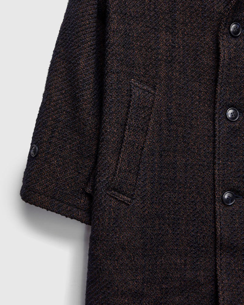 Roving Tweed Chester Coat in Dark Navy