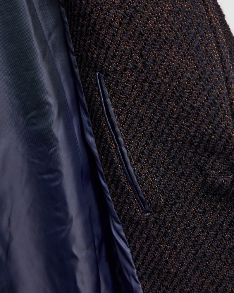 Roving Tweed Chester Coat in Dark Navy