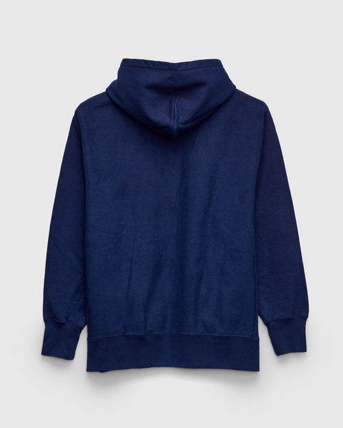 Organic Hand-Dyed Pullover Hoodie in Indigo