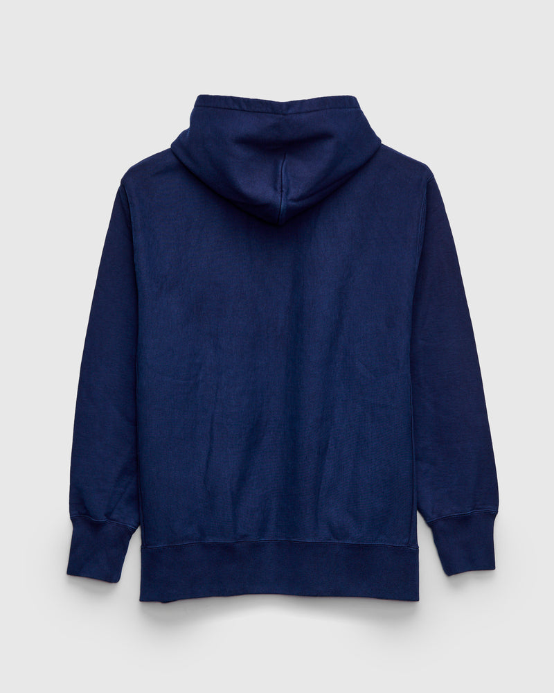 Organic Hand-Dyed Pullover Hoodie in Indigo