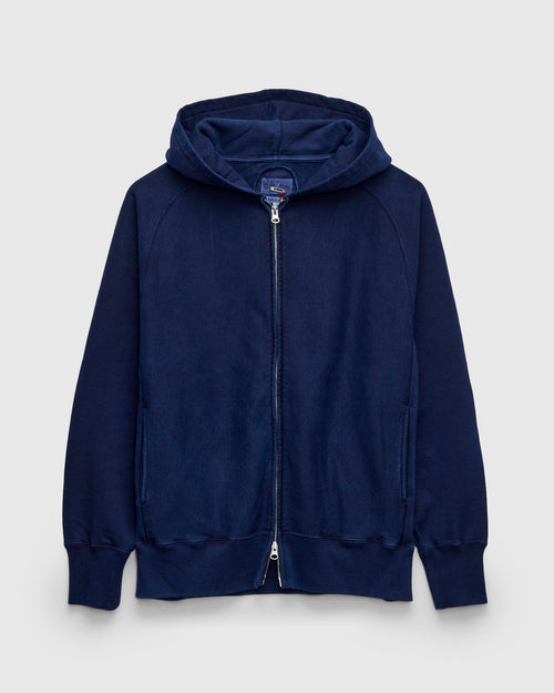 Organic Hand-Dyed Zip Hoodie in Indigo