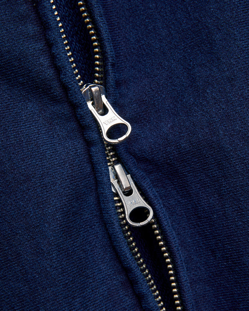 Organic Hand-Dyed Zip Hoodie in Indigo