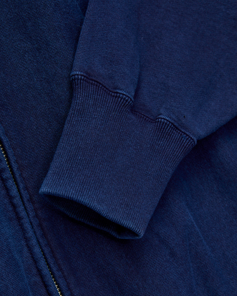 Organic Hand-Dyed Zip Hoodie in Indigo