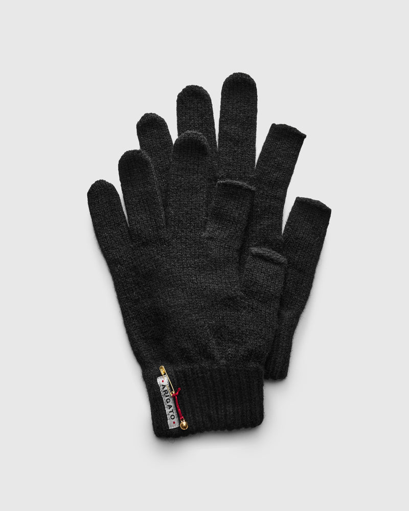 Recycled Cashmere Fingerless Gloves in Black