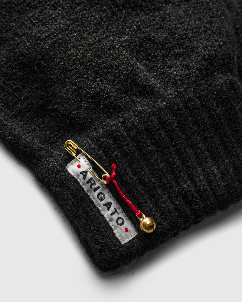 Recycled Cashmere Fingerless Gloves in Black