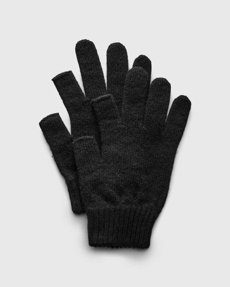 Recycled Cashmere Fingerless Gloves in Black