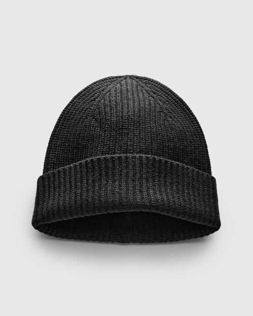 Recycled Cashmere Beanie in Black
