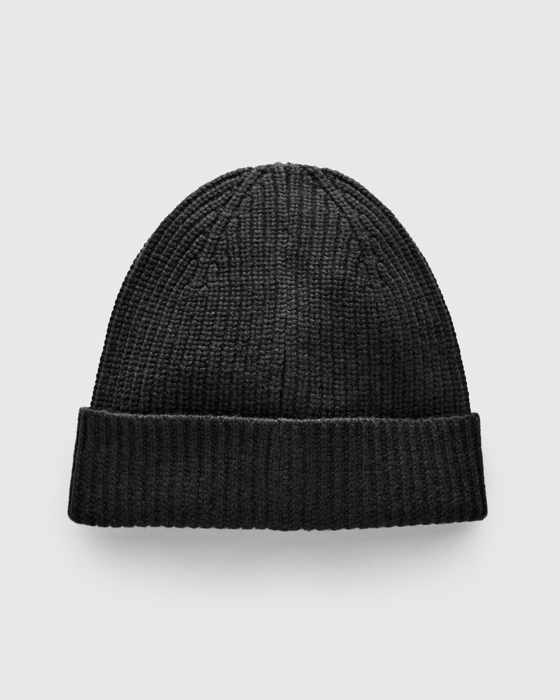 Recycled Cashmere Beanie in Black