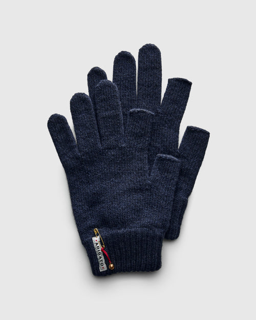 Recycled Cashmere Fingerless Gloves in Dark Navy