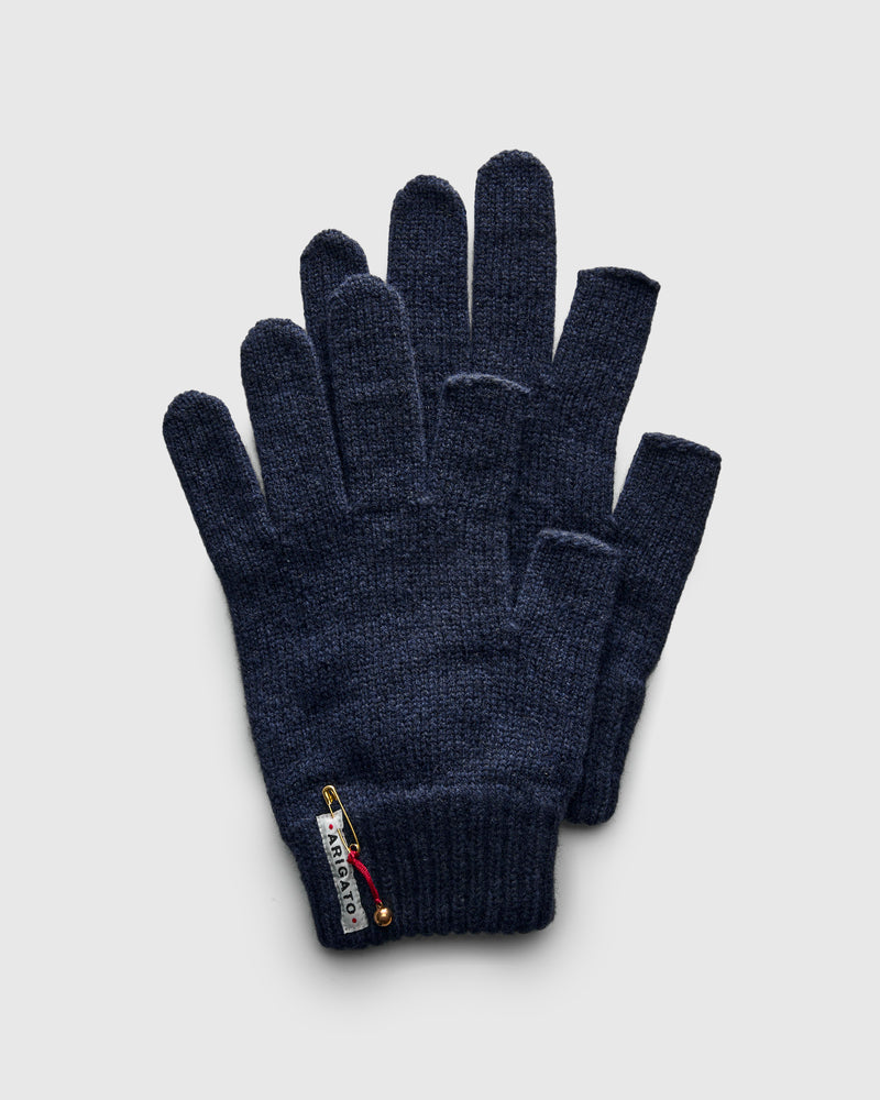 Recycled Cashmere Fingerless Gloves in Dark Navy