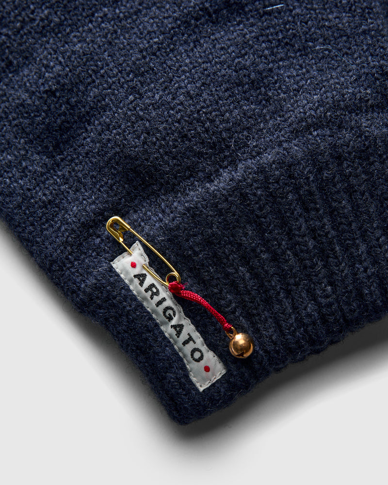 Recycled Cashmere Fingerless Gloves in Dark Navy