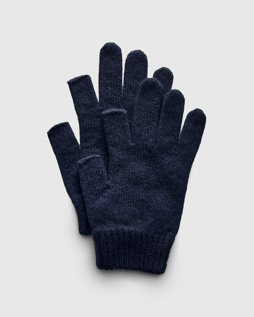 Recycled Cashmere Fingerless Gloves in Dark Navy