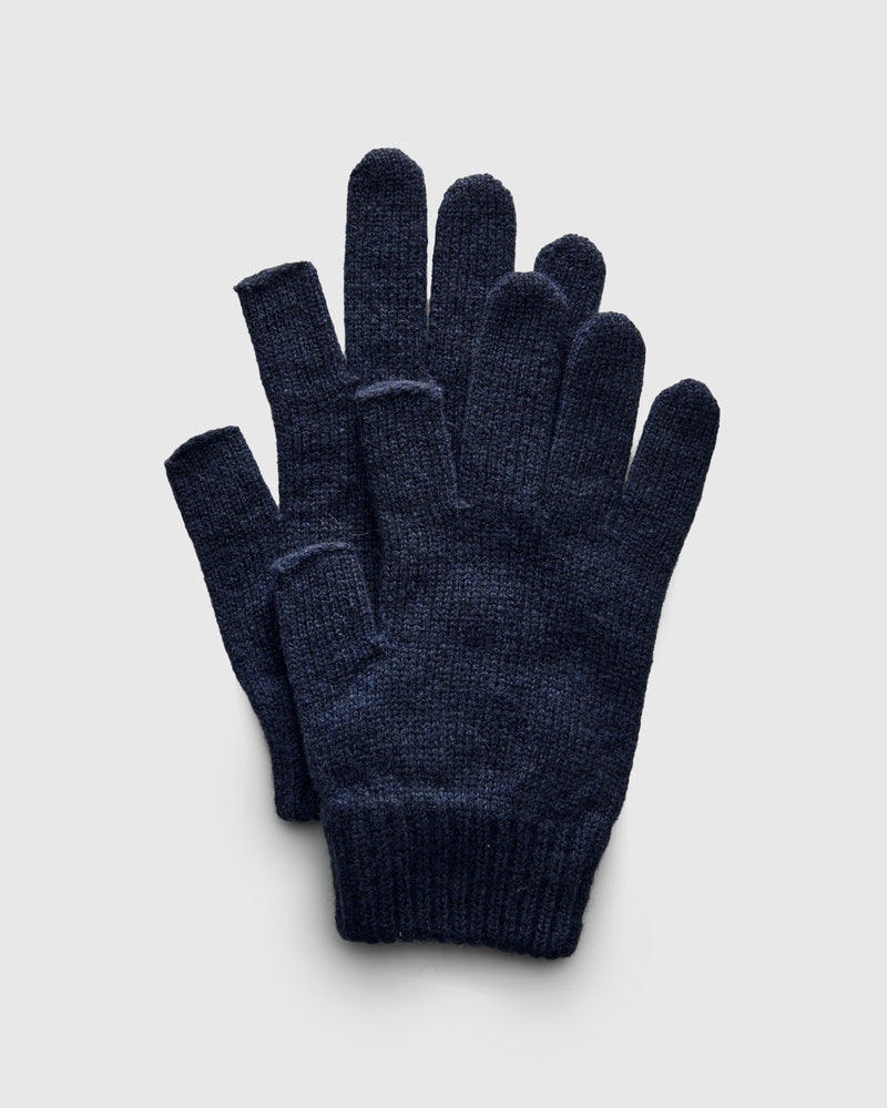 Recycled Cashmere Fingerless Gloves in Dark Navy