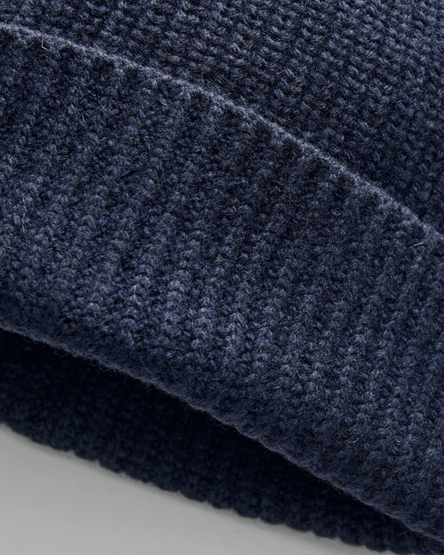 Recycled Cashmere Beanie in Dark Navy