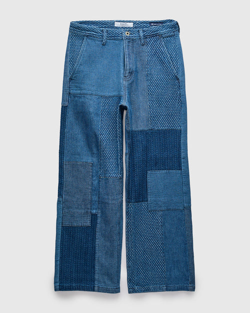 Boro Patchwork Wide Pants in Indigo 3-Year Wash