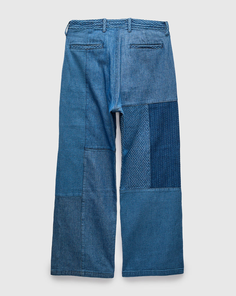 Boro Patchwork Wide Pants in Indigo 3-Year Wash