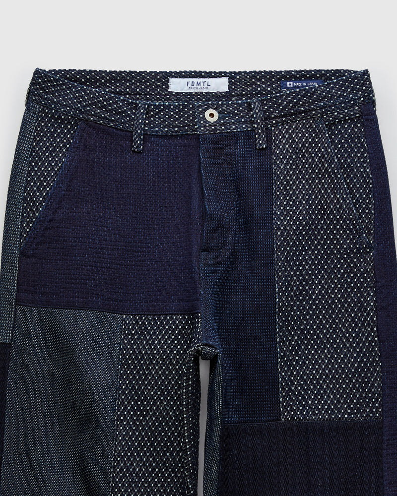 Boro Patchwork Wide Pants in Rinsed Indigo