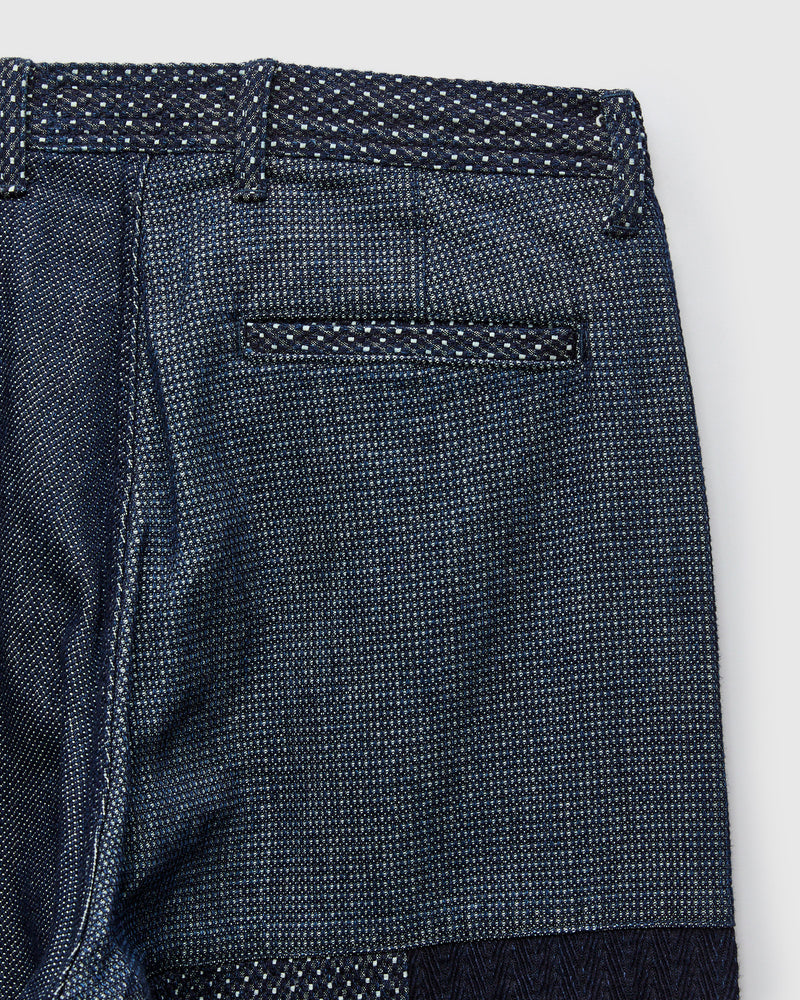 Boro Patchwork Wide Pants in Rinsed Indigo