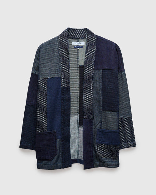 Patchwork Haori Jacket in Indigo Rinse