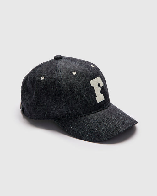 Patch Denim Baseball Cap in Indigo Blue