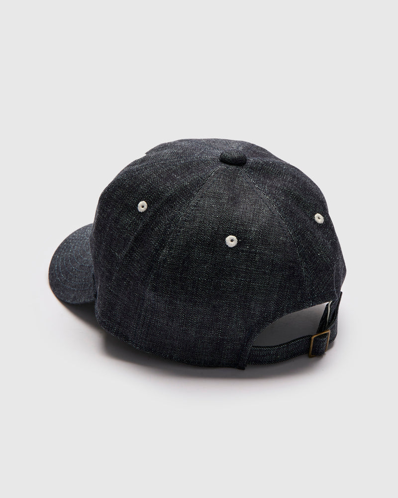 Patch Denim Baseball Cap in Indigo Blue