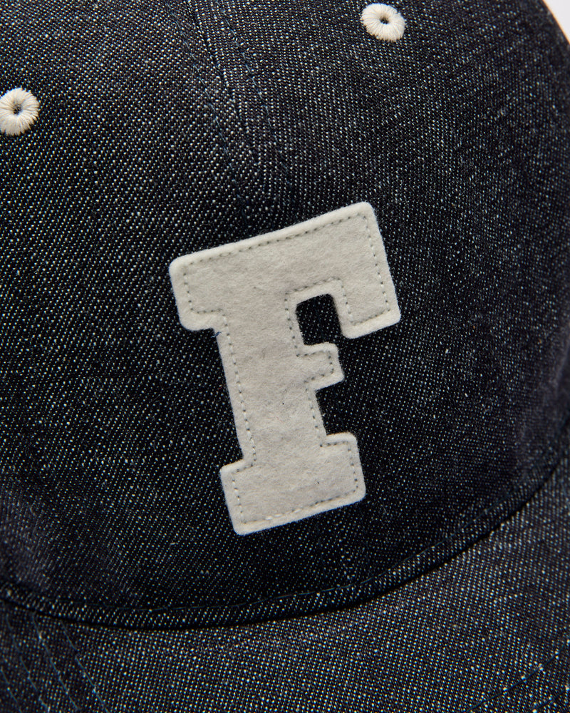 Patch Denim Baseball Cap in Indigo Blue