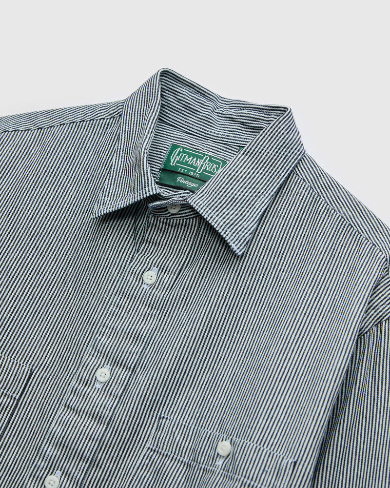 Hickory Stripe Denim Workshirt in Blue Stripe