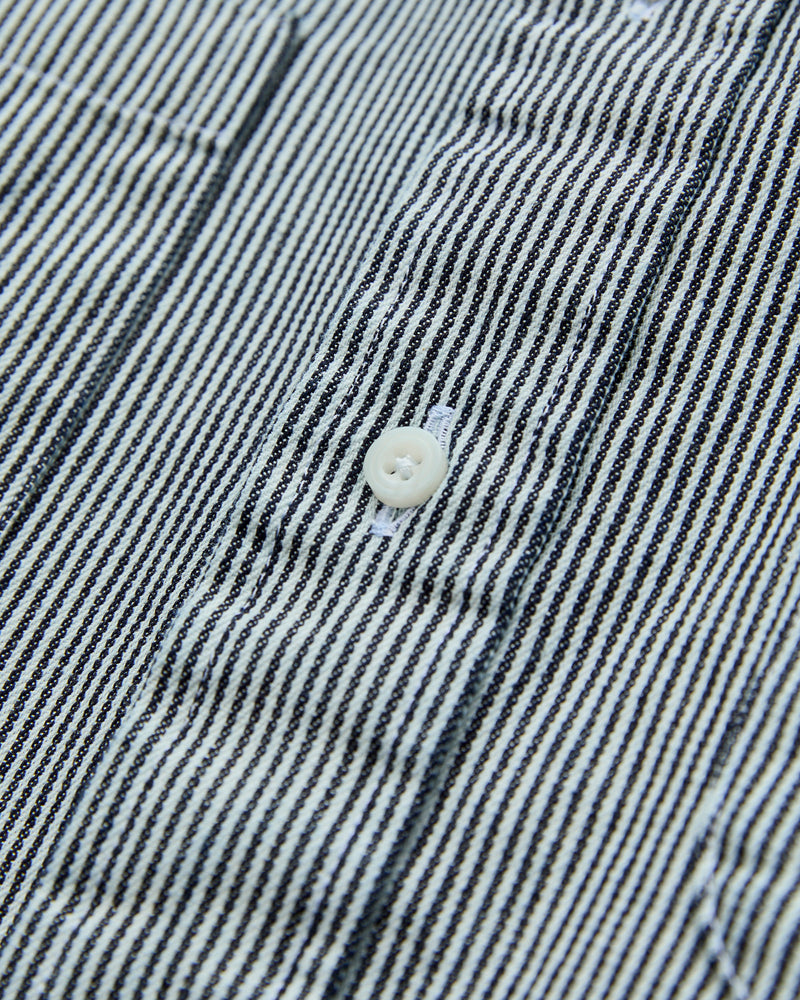 Hickory Stripe Denim Workshirt in Blue Stripe