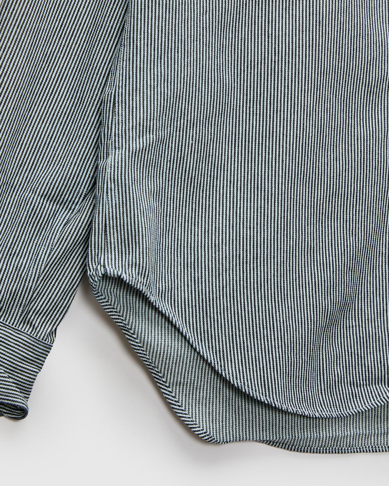 Hickory Stripe Denim Workshirt in Blue Stripe