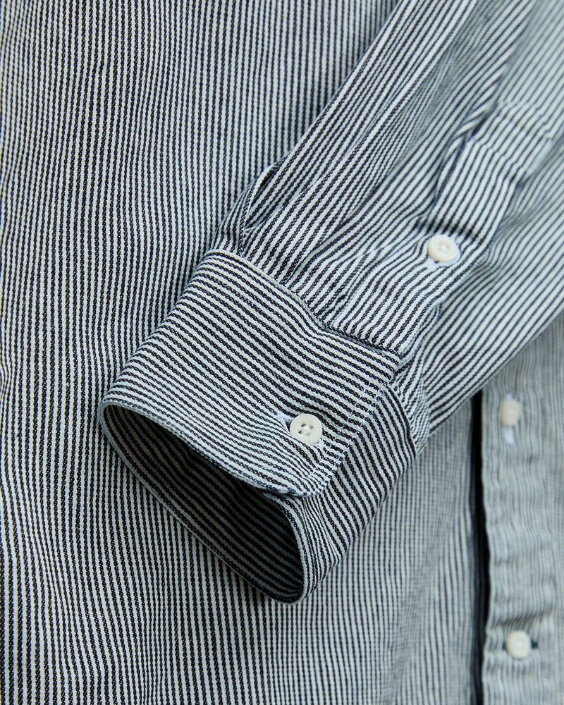 Hickory Stripe Denim Workshirt in Blue Stripe