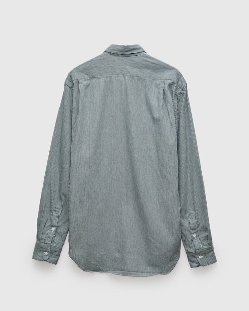 Hickory Stripe Denim Workshirt in Blue Stripe