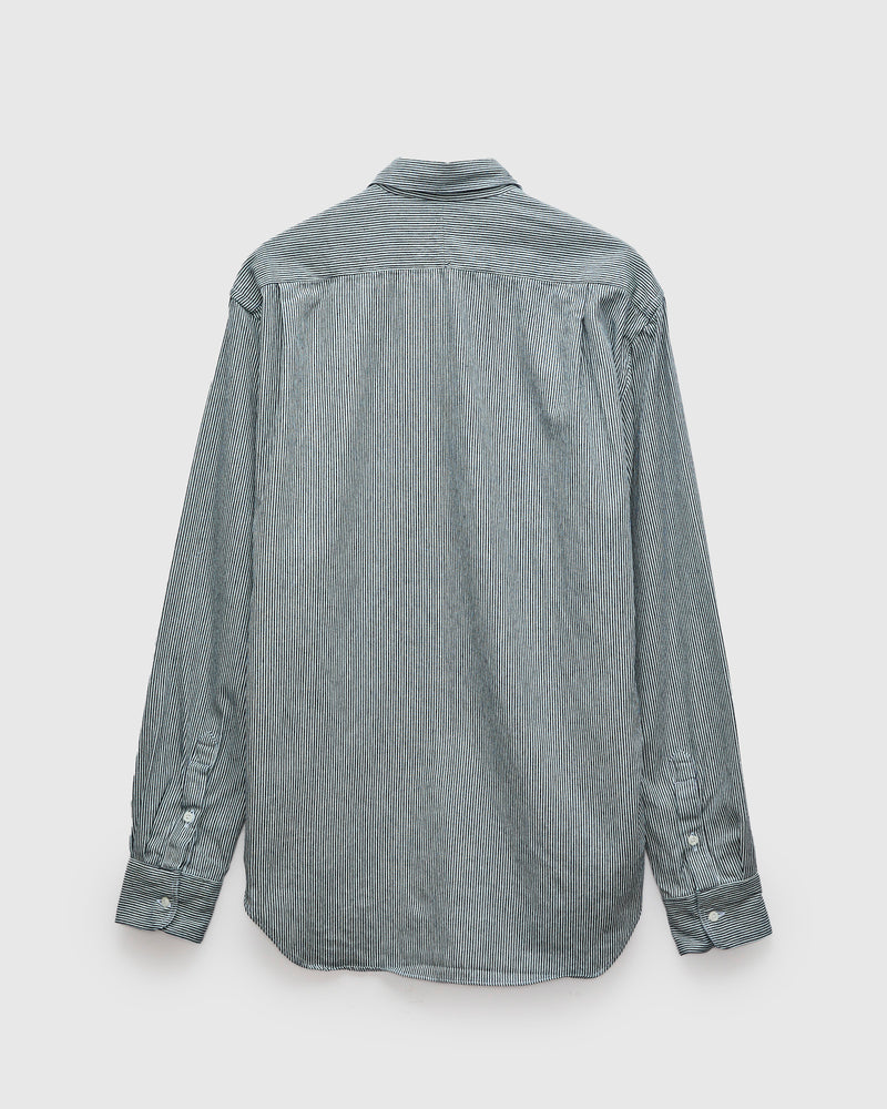Hickory Stripe Denim Workshirt in Blue Stripe