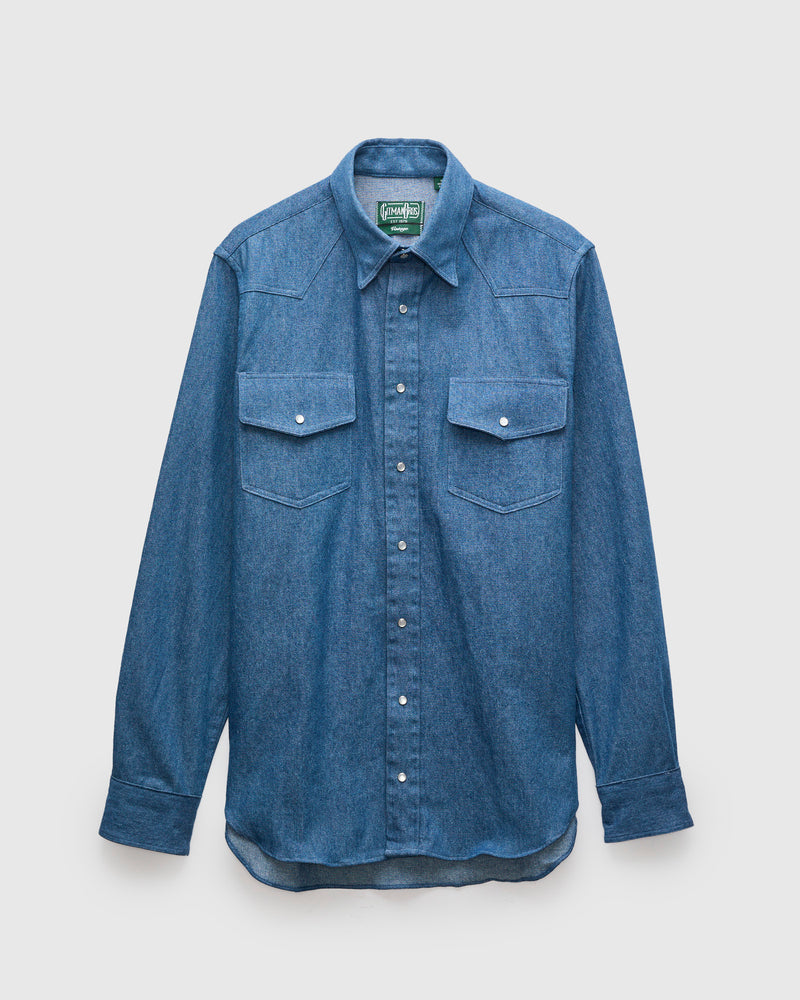 Classic Denim Western Shirt in Blue