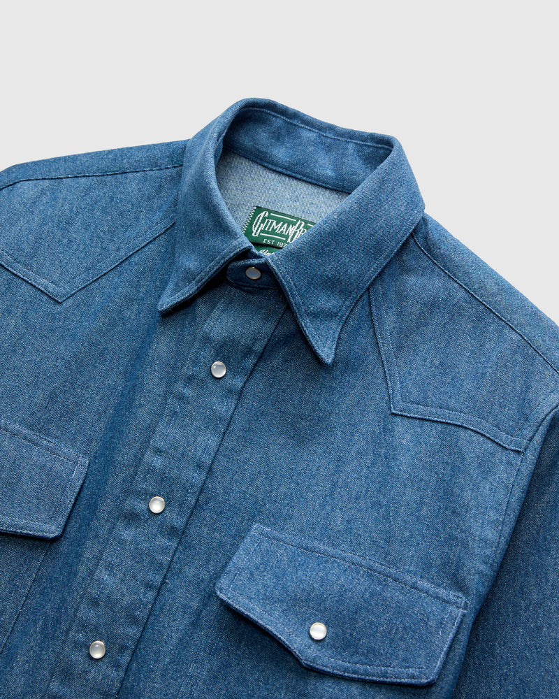 Classic Denim Western Shirt in Blue